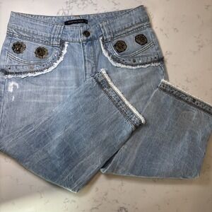 Scervino Street Womans Y2K Jeans SZ 29 inseam 20"Embellished Beads Sequins Italy
